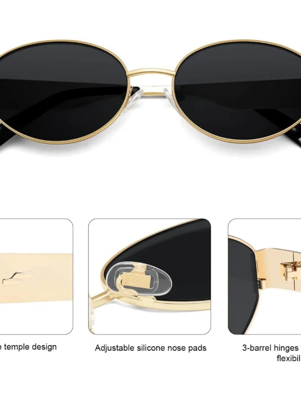 Versatile Retro Oval Sunglasses with Metal Frame - Perfect for Every Adventure